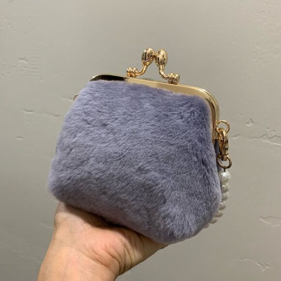 Genuine Shearling Leather Handmade Top Handle Metal Frame Bag & Small Clutch Set - Picture 12 of 16